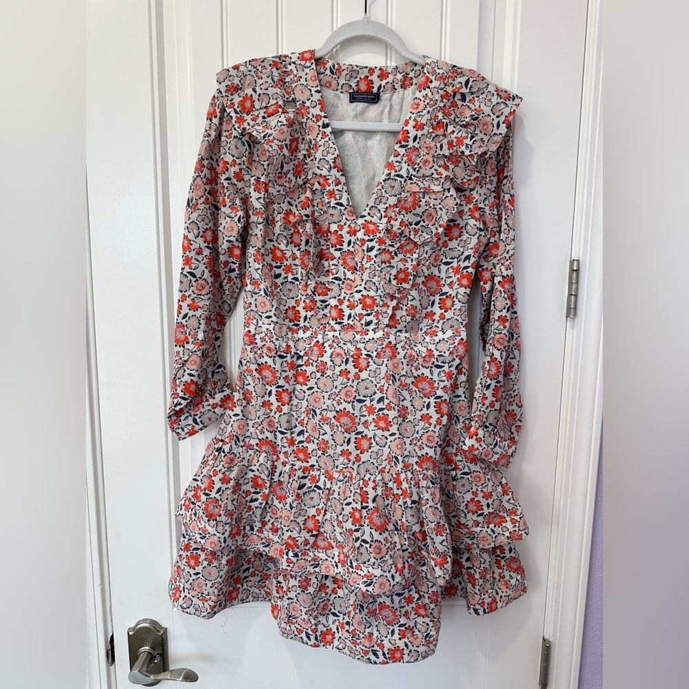 Vineyard Vines Ivy League Ruffle Dress 6 Floral Silk Cotton - Picture 5 of 14